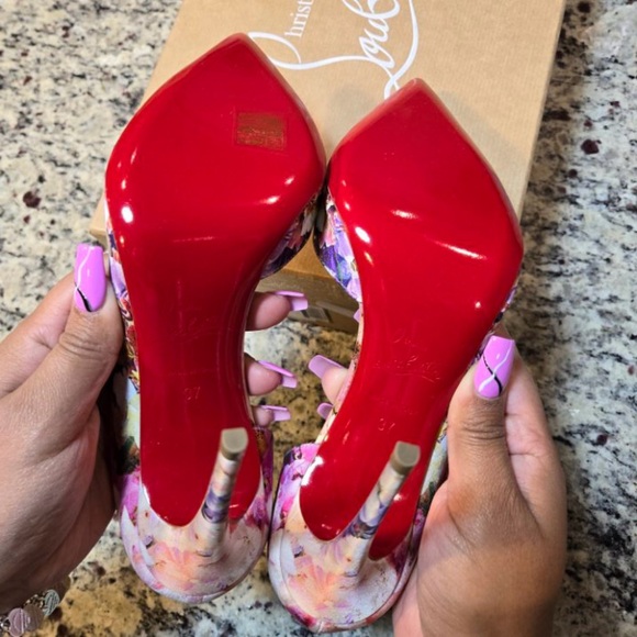 NEW Christian Louboutin Iriza 100 d’Orsay Pump in Silk Floral Print Size 37 - Picture 10 of 12